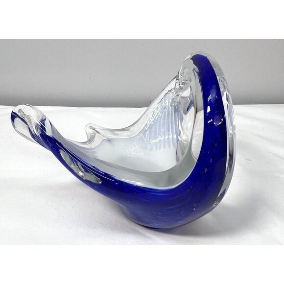 Handcrafted Glass Swan Elegant Clear & Blue Art Decor For Home - Picture 4 of 7